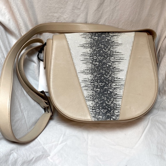 Vince Handbags - VINCE Snakeskin V Print Leather SADDLE Designer Bag!